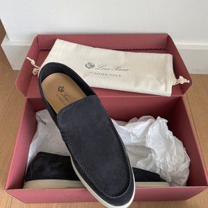 Loro Piana Summer Walk Charcoal Suede Loafers Sz 43.5 / US 10.5 -Worn only once!